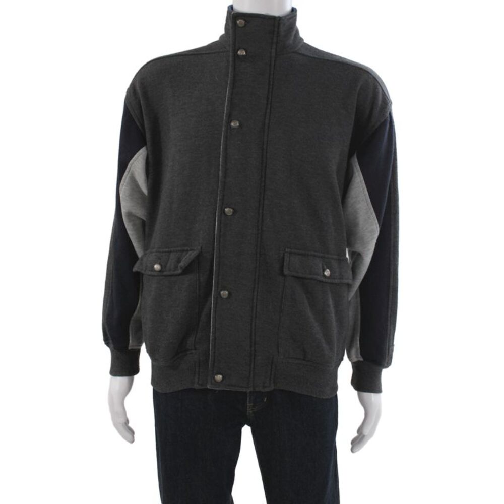 Christian Dior Mens Dark Gray High Neck Long Sleeve Button Jacket Size M